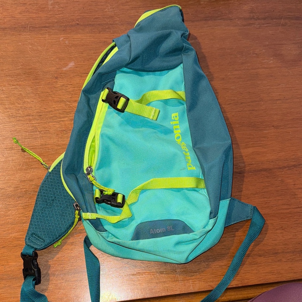 Patagonia Aqua and Lime Crossbody Bag